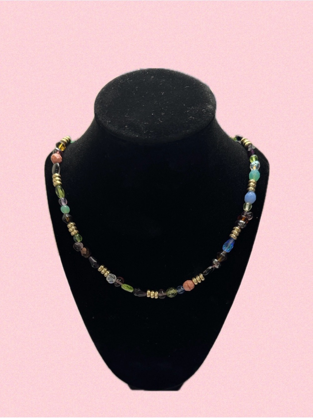 Fashion Jewelry Multicolor Glass Bead Necklace with Gold Accents
